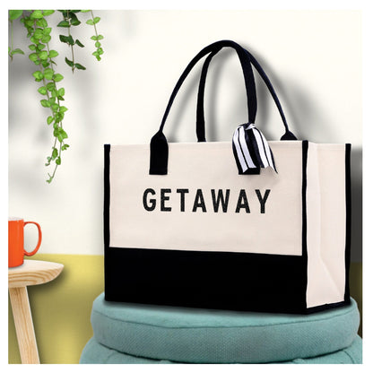 Getaway Beach Tote Bag - Large Chic Tote Bag - Gift for Her - Vacation Tote Bag - Weekender Bag - Travel Tote