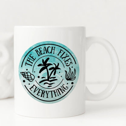 Beach Coffee Mug - Durable Ceramic Ocean Decor Mug | Large Dishwasher Safe Cup
