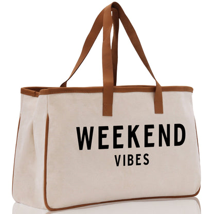 Weekend Vibes Beach Tote Bag - Large Chic Tote Bag - Gift for Her - Girls Weekend Tote - Weekender Bag - Weekend Tote - Weekend Vibes Bag