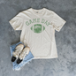 Custom School Color Game Day Distressed Football Graphic Tee
