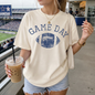Custom School Color Game Day Distressed Football Graphic Tee