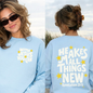 He Makes All Things New Crewneck Sweatshirt | Christian Coastal Graphic Sweatshirt | Revelation 21:5 Faith Pullover