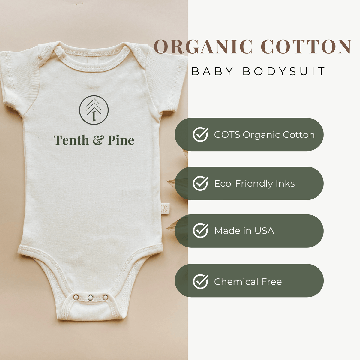 Beach Babe Seafoam Organic Cotton Baby Bodysuit Short Sleeve