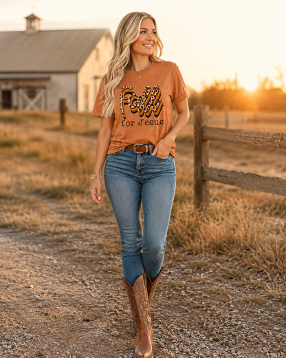Leopard Fall for Jesus Tee