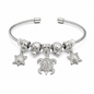 Stainless Steel Sea Turtle Charm Cuff Bracelet – Crystal Coastal Bangle