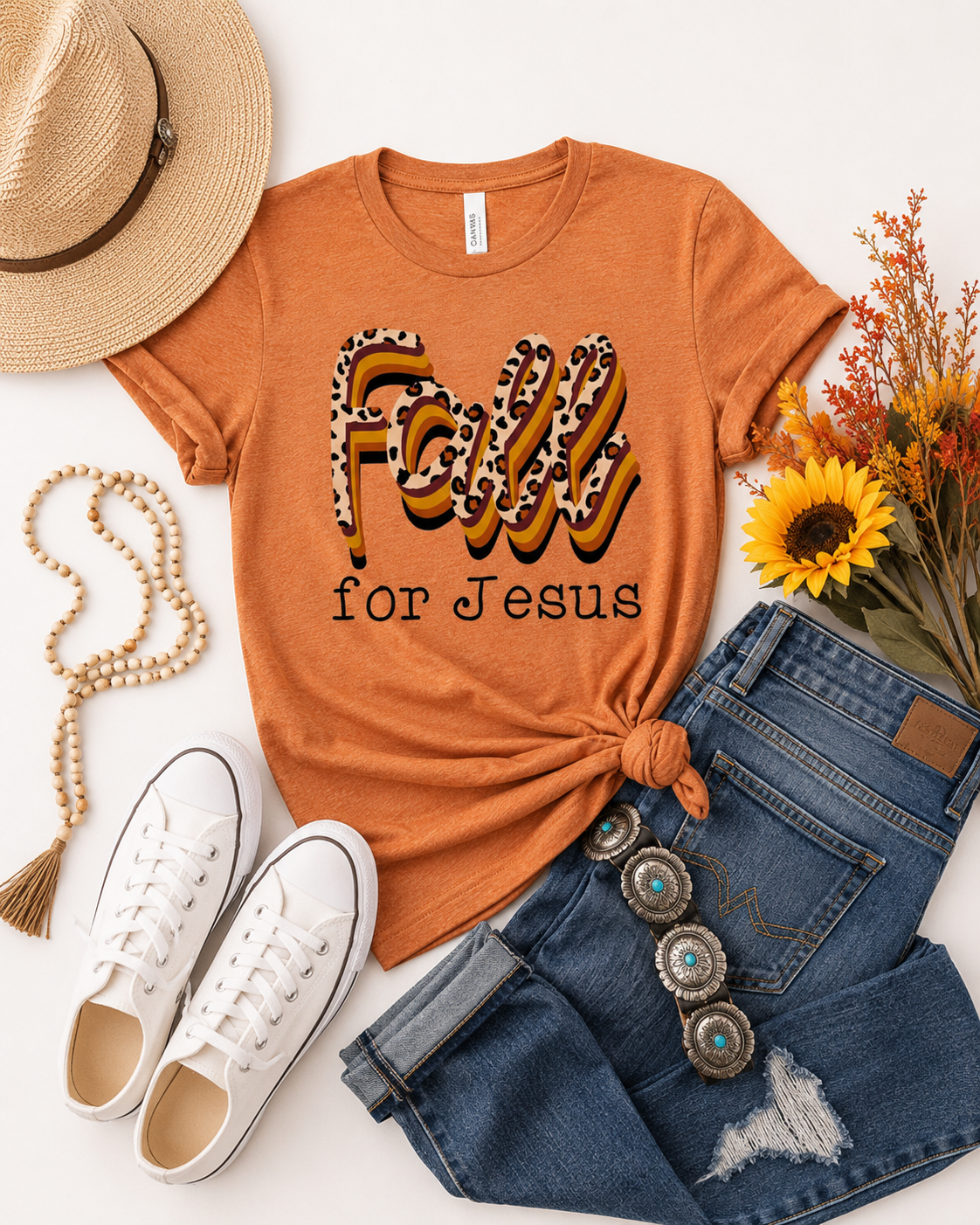 Leopard Fall for Jesus Tee