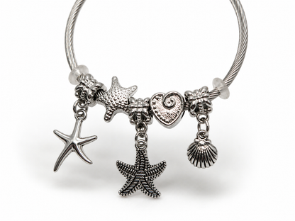 Ocean Charm Cuff Bracelet – Stainless Steel Coastal Stack