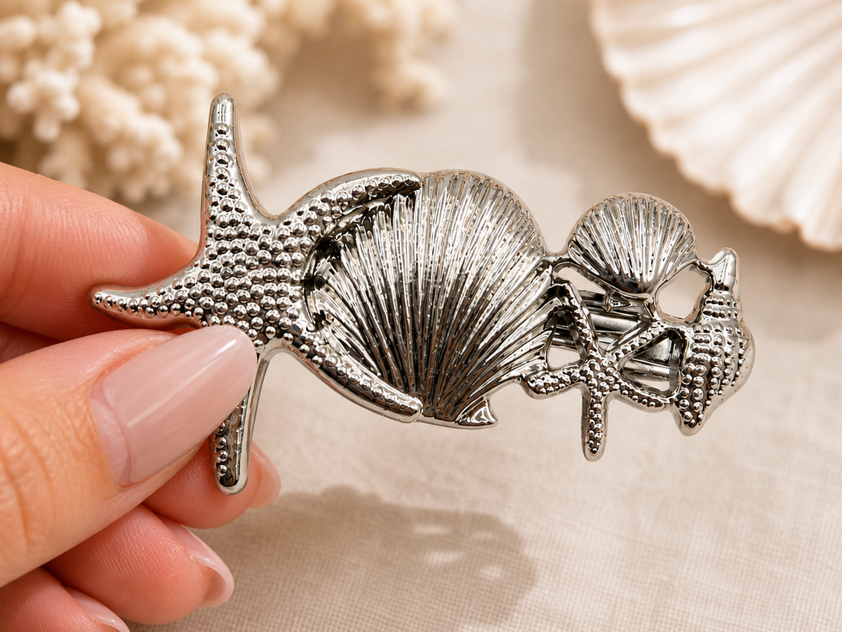 Seaside Shell Hair Barrette – Coastal Starfish Clip