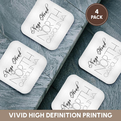 3dRose Alexis Design - American Beaches Typography - American Beaches. Decorative Text Nags Head, North Carolina - Coasters
