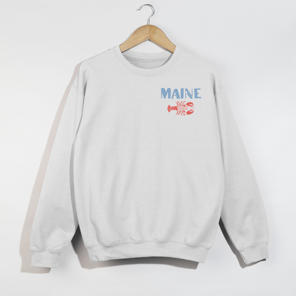 Maine Lobster Seafood Club Crewneck Sweatshirt – Coastal New England Lobster Graphic Pullover