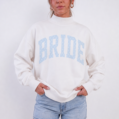 Bride Polka Dot Mock Neck Sweatshirt | Oversized Bridal Crewneck