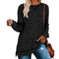 Women's Long Sleeve Loose Casual Autumn Pullover Side Slit Tunic Top